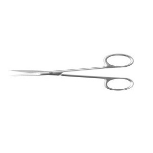 Forbice iris retta in acciaio per chirurgia 11,5cm monouso