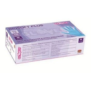 Guanto in nitrile senza polvere clorinato ambidestro forma anatomica dita testurizzate con polsino elastico rinforzantoanti-arro