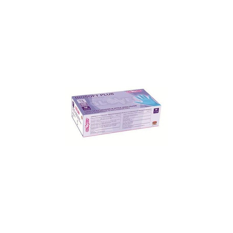 Guanto in nitrile senza polvere clorinato ambidestro forma anatomica dita testurizzate con polsino elastico rinforzantoanti-arro