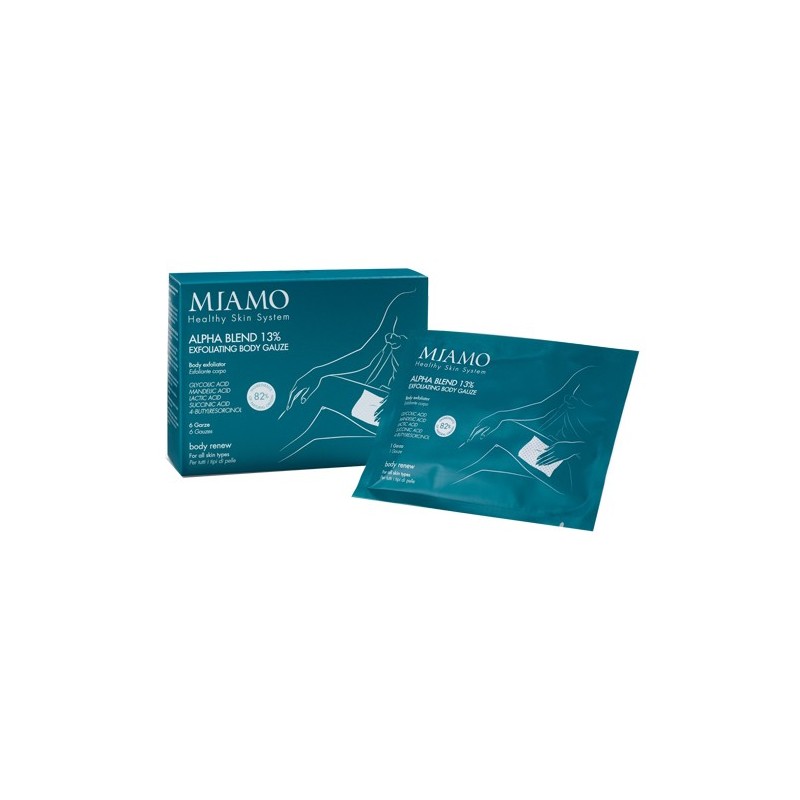 Miamo body renew alpha blend 13% exfoliating body gauze inbevute 6 buste