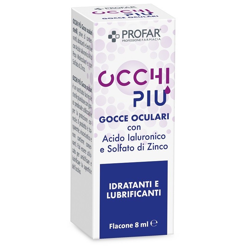 Gocce oculari profar occhi piu' multidose acido ialuronico esolfato di zinco idratanti e lubrificanti 8 ml Gocce oculari profar occhi piu' multidose acido ialuronico esolfato di zinco idratanti e lubrificanti 8 ml
