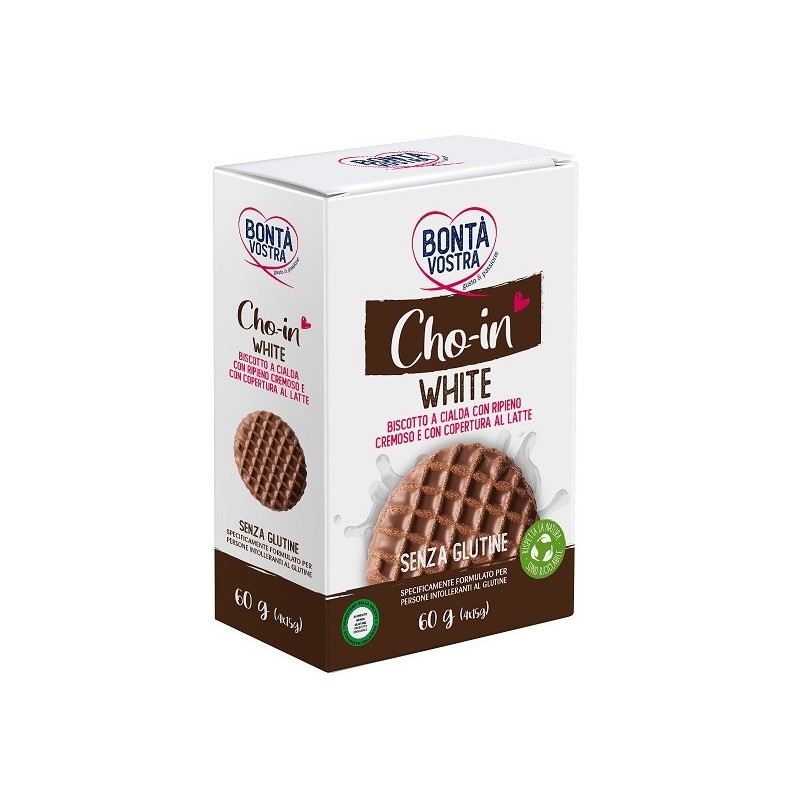 Bonta' vostra cho-in white biscotto a cialda 4 pezzi da 15 g Bonta' vostra cho-in white biscotto a cialda 4 pezzi da 15 g