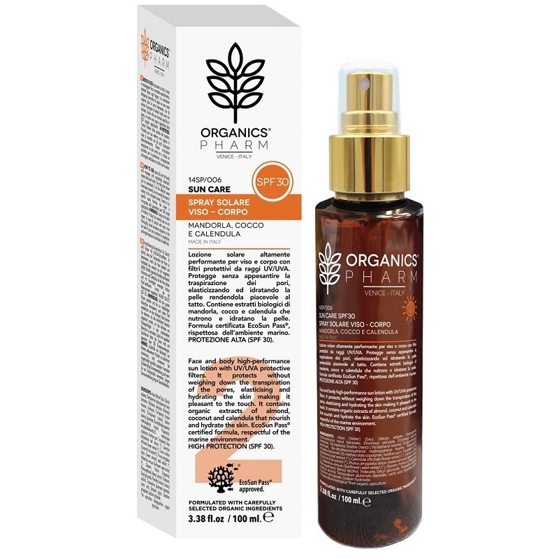 Organics pharm spray solare viso corpo spf30 100 ml