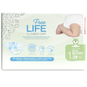 Freelife by bebecash new born taglia 1 2-4 kg girovita 30-41cm 28 pezzi