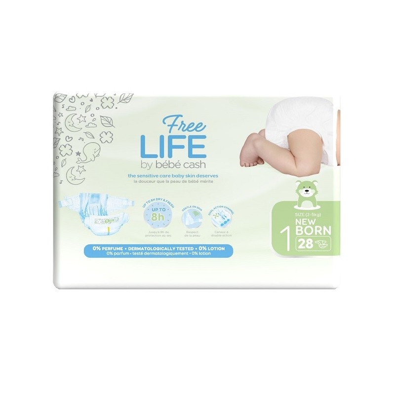 Freelife by bebecash new born taglia 1 2-4 kg girovita 30-41cm 28 pezzi