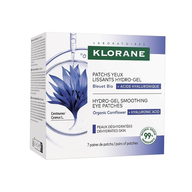 Klorane bleuet patch occhi lev hydro-gel 7 pezzi da 2 patch