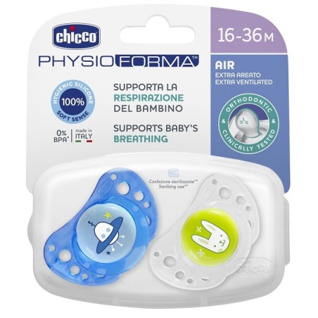 Chicco succhietto air boy in silicone 16-36 mesi 2 pezzi