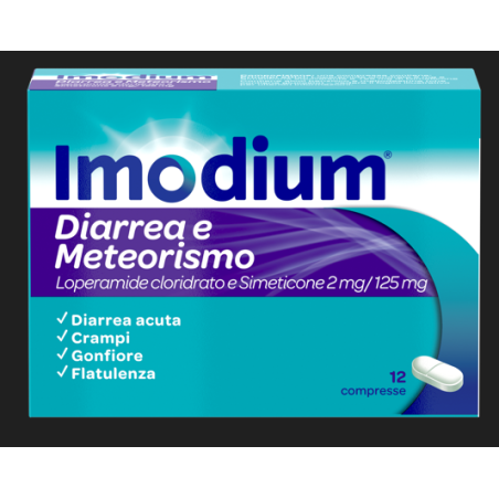 Imodium diarrea e meteorismo 12 compresse 2 mg + 125 mg