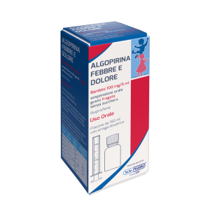 Algopirina febbre e dolore bborale sosp 150 ml 100 mg/5 ml gusto fragola senza zucchero