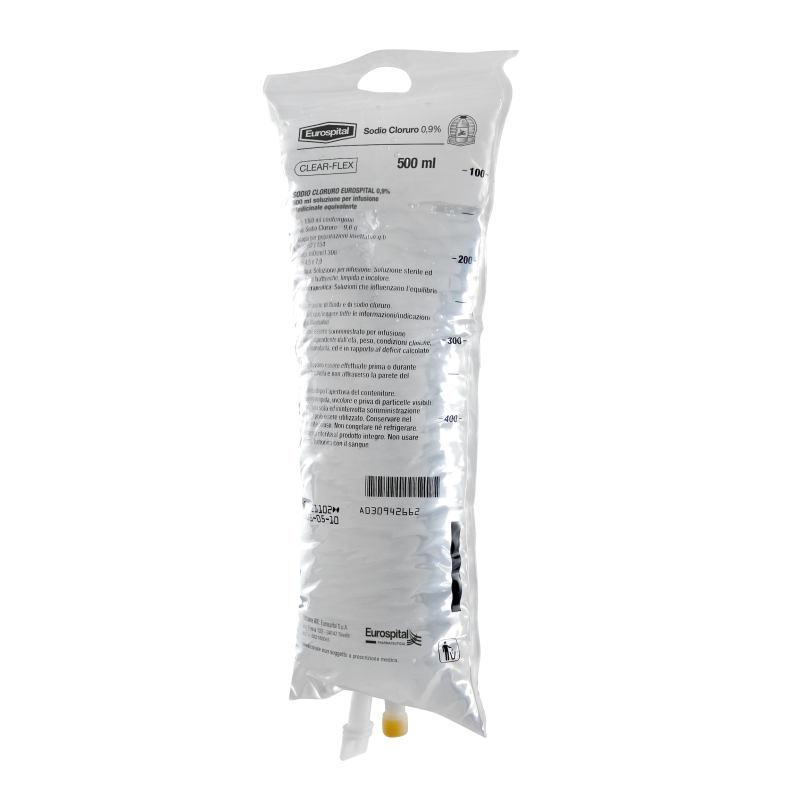 Sodio cloruro eurospital soluz infus 1 sacca 500 ml 0,9%