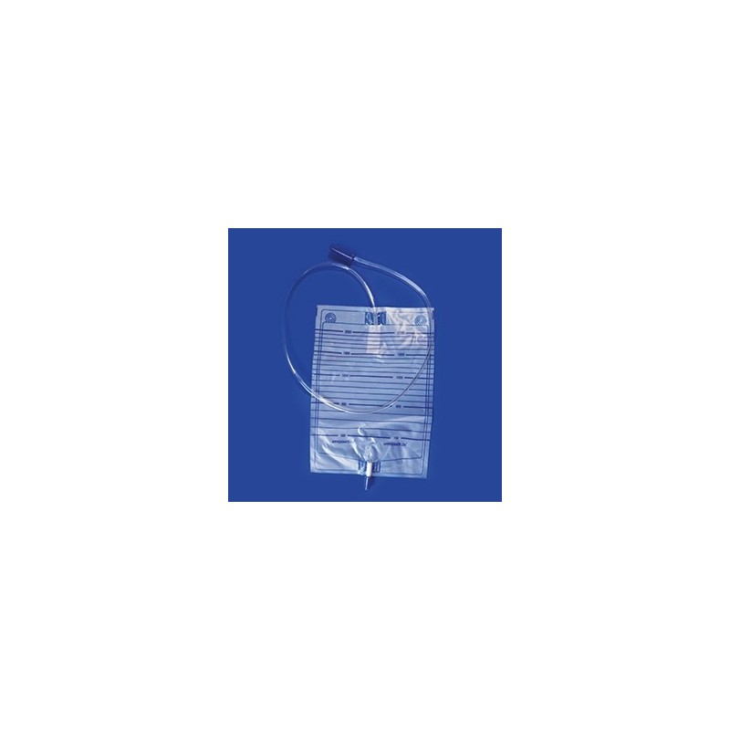 Sacca urina monouso 2 litri con valvola antireflusso e senzascarico tubo raccordo 130 cm 30 pezzi