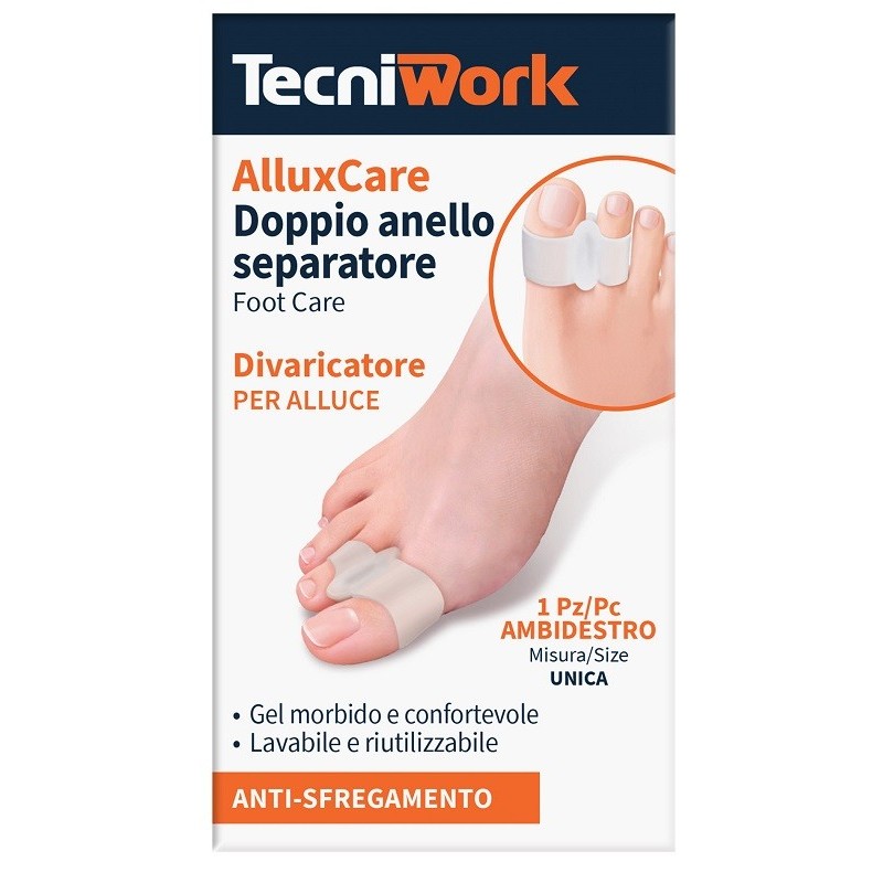 Allux care separatore e divaricatore per alluce a doppio anello