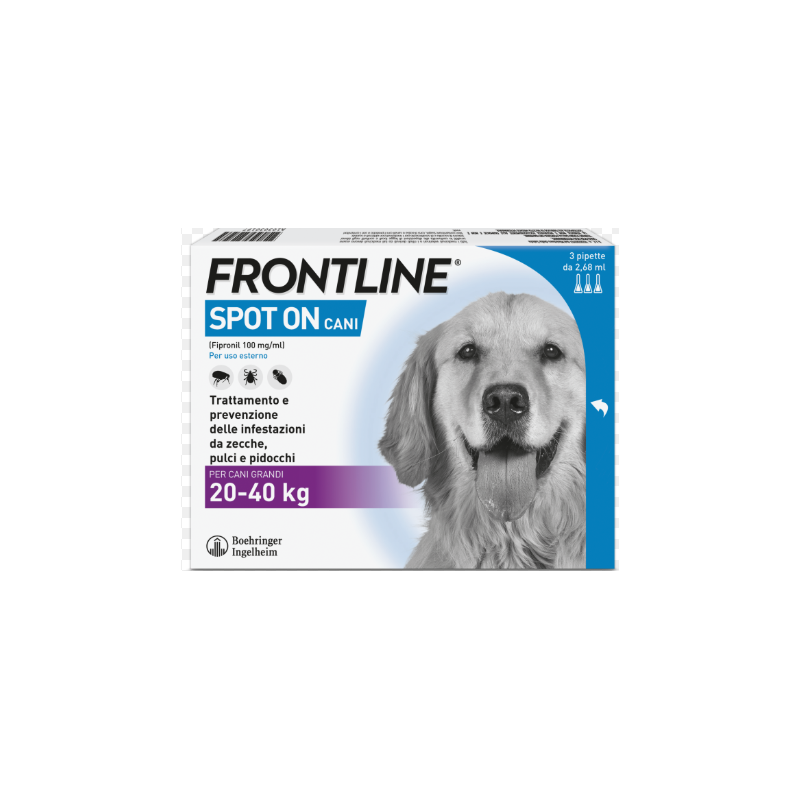 Frontline spot-on cani soluz 3 pipette 2,68 ml 268 mg cani da 20 a 40 kg