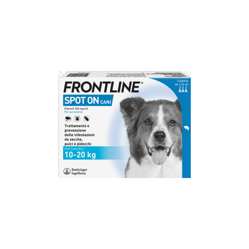 Frontline spot-on cani soluz 3 pipette 1,34 ml 134 mg cani da 10 a 20 kg