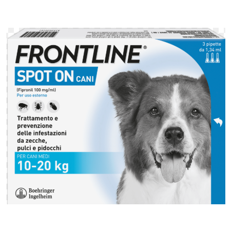 Frontline spot-on cani soluz 3 pipette 1,34 ml 134 mg cani da 10 a 20 kg
