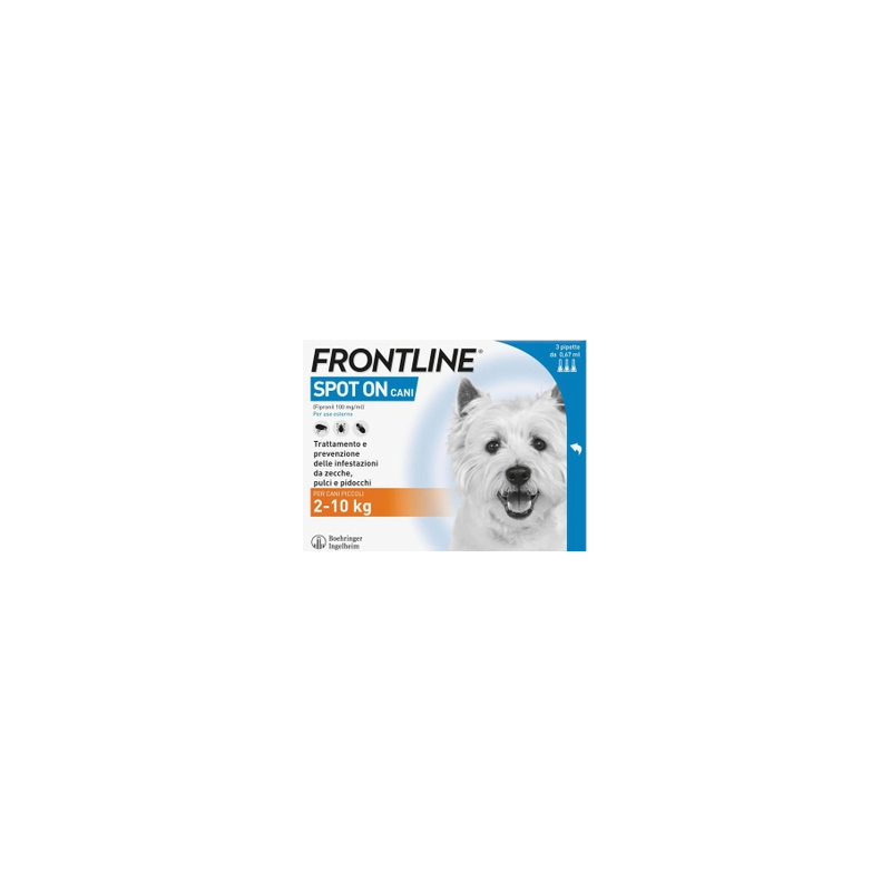 Frontline spot-on cani soluz 3 pipette 0,67 ml 67 mg cani da2 a 10 kg Frontline spot-on cani soluz 3 pipette 0,67 ml 67 mg cani da2 a 10 kg