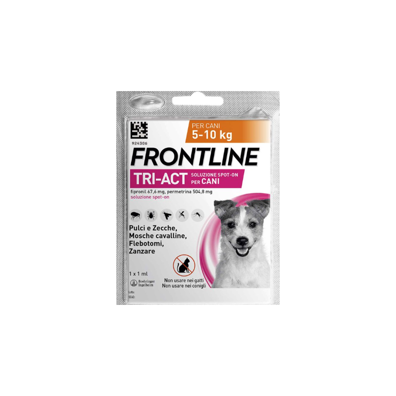 Frontline tri-act soluzione spot-on per cani di 5-10 kg