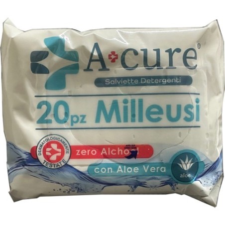 A+cure milleusi salviette detergente aloe 20 pezzi