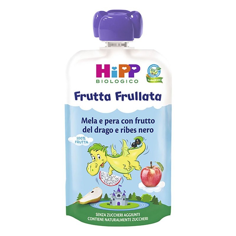 Hipp bio frutta frullata dragone mela pera frutta del dragoribes nero 90 g