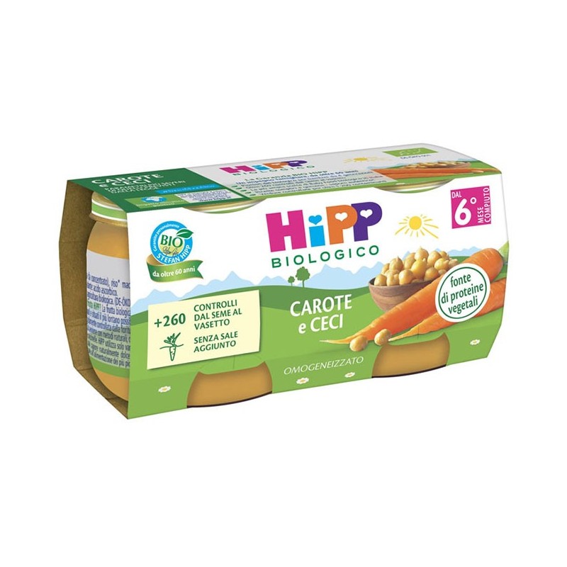Hipp bio omogeneizzato carote/ceci 2x80 g