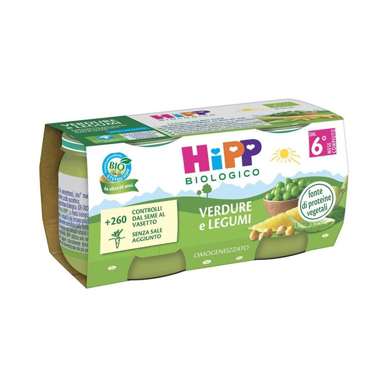 Hipp bio omogeneizzato verdure/legumi 2x80 g