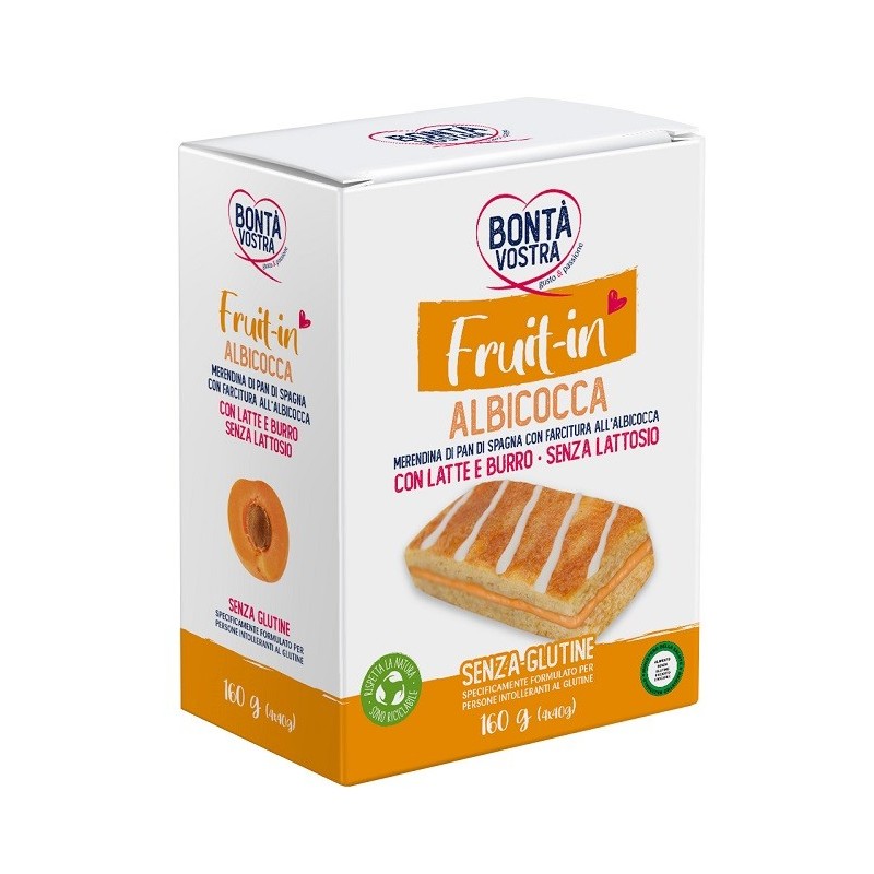 Bonta' vostra fruit in merendina di pan di spagna con farcitura all'albicocca 4 pezzi x 40 g