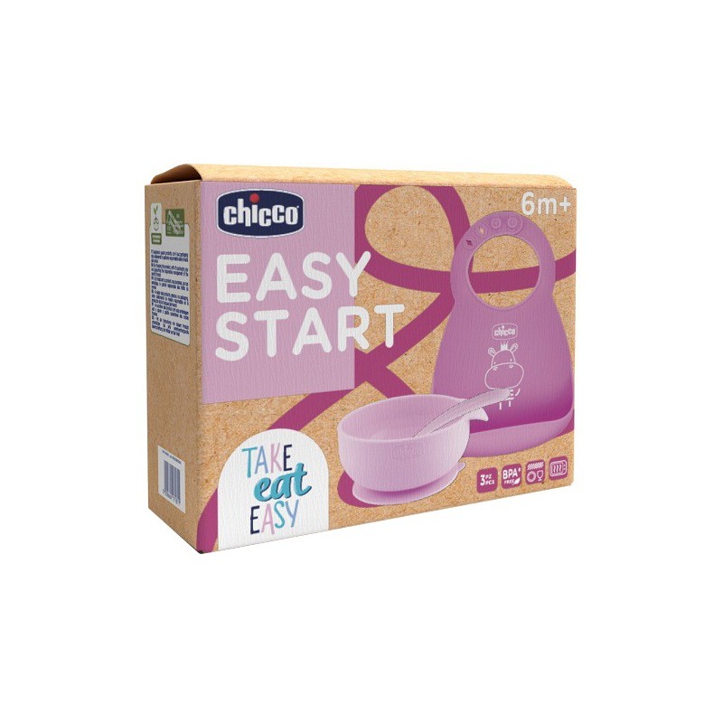 Chicco set pappa silicone 6m+ rosa