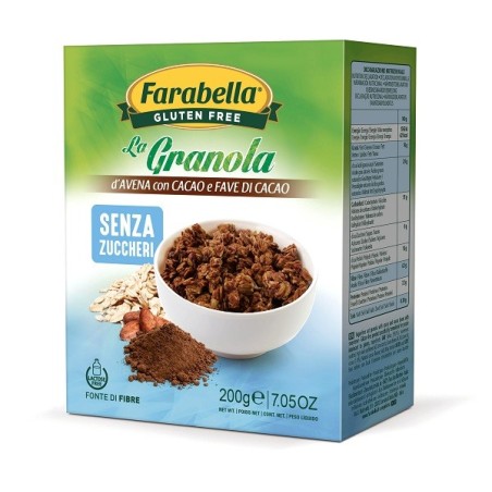 Farabella gluten free la granola d'avena con cacao e fave dicacao senza zuccheri senza lattosio 200 g