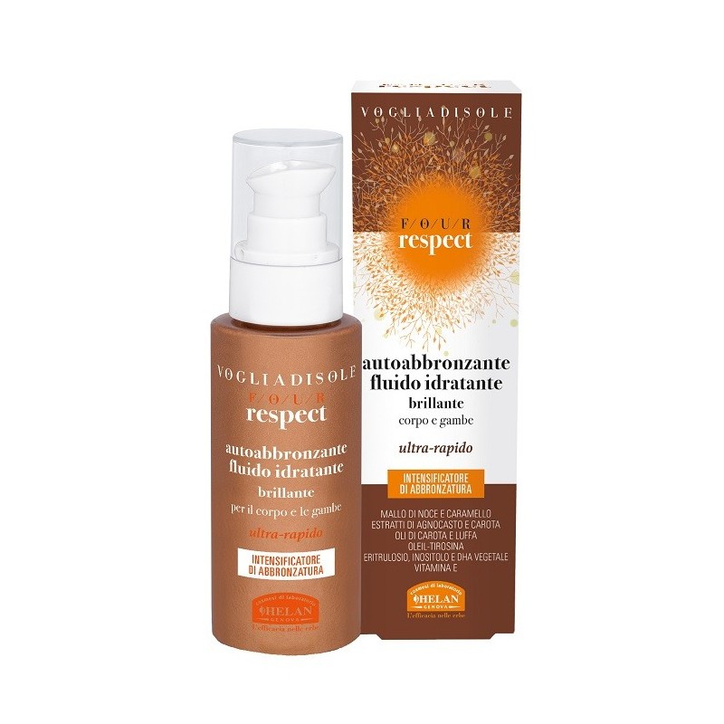 Voglia di sole four respect fluido idratante brillante autoabbronzante naturale acceleratore uniformante 100 ml