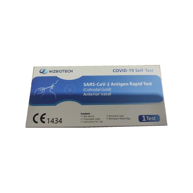 Test antigenico rapido covid-19 wizbiotech autodiagnostico rilevazione qualitativa antigene sars-cov-2 in tamponi nasali