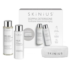 Doppia detersione cofanetto travel milis latte detergente 100 ml + delika acqua micellare 4in1 100 ml + fascia beauty