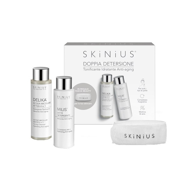 Doppia detersione cofanetto travel milis latte detergente 100 ml + delika acqua micellare 4in1 100 ml + fascia beauty