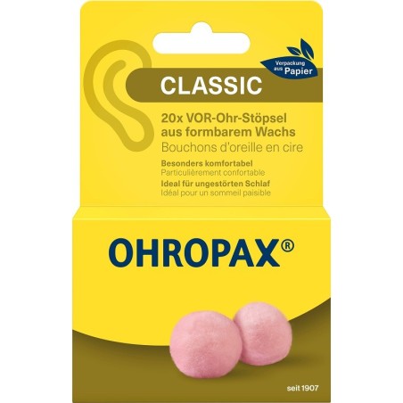 Ohropax tappi auricolari classic cera ovatta 20 pezzi