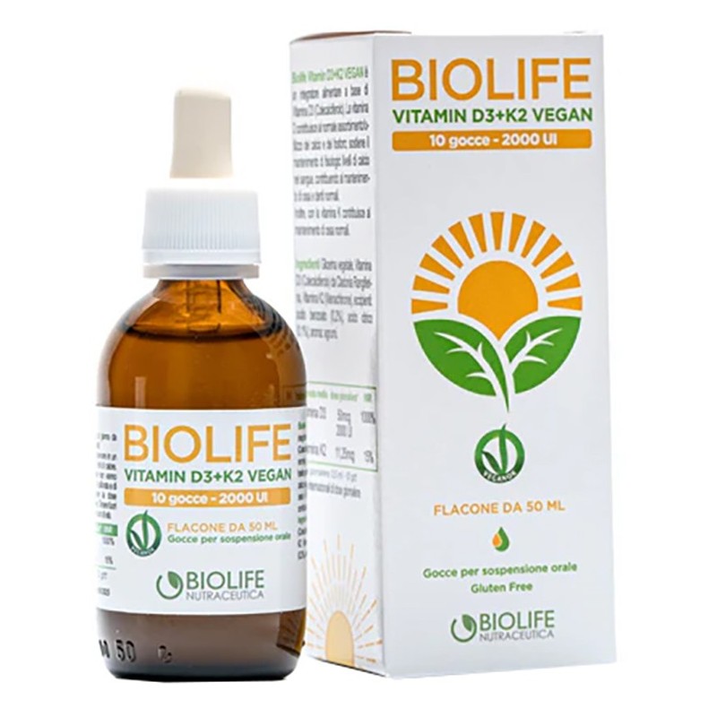 Biolife vitamin d3+k2 vegan gocce 50 ml Biolife vitamin d3+k2 vegan gocce 50 ml