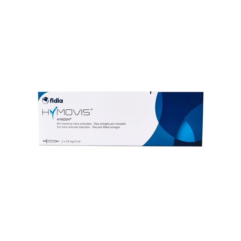 Siringa intra-articolare preriempita hymovis hyadd4 esadecillamide acido ialuronico 24mg/3ml 2 pezzi da 3 ml non sterilizzato a 
