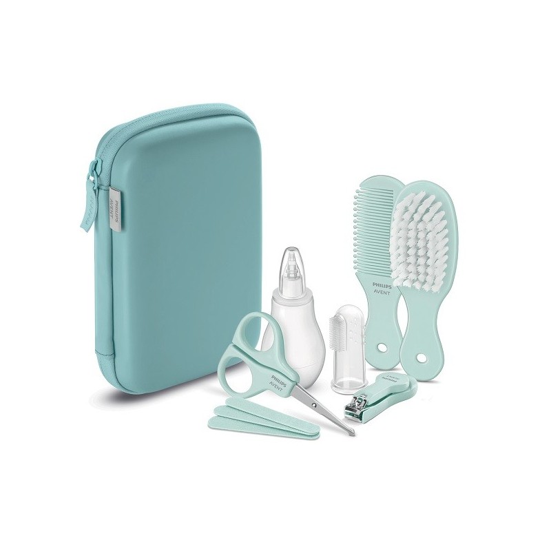 Avent set cura bambino 1 forbicina + 1 limetta + 1 tagliunghie + 1 spazzolino da dito + 1 pettine + 1 spazzola + 1 aspiratore na