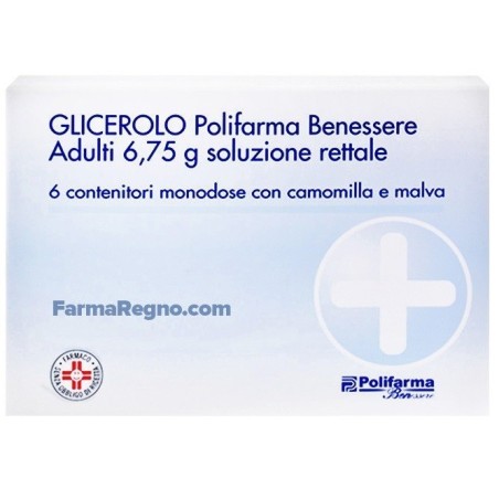Glicerolo (polifarma benessere) ad 6 contenitori monodose 6,75 g soluz rett Glicerolo (polifarma benessere) ad 6 contenitori monodose 6,75 g soluz rett