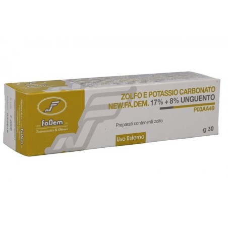 Zolfo e potassio carbonato (new fa.dem.) ung derm 30 g 17%+ 8% Zolfo e potassio carbonato (new fa.dem.) ung derm 30 g 17%+ 8%