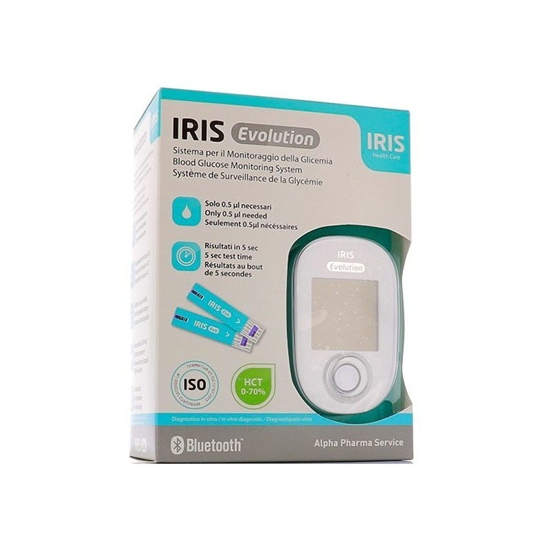 Glucometro iris evolution + 10 strisce reattive + 10 lancette pungidito