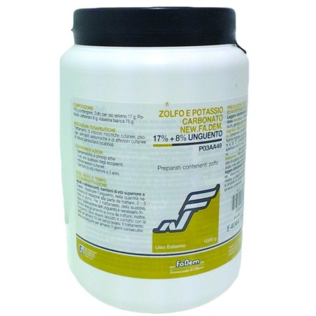 Zolfo e potassio carbonato (new.fa.dem.) ung derm 1.000 g 17% + 8%