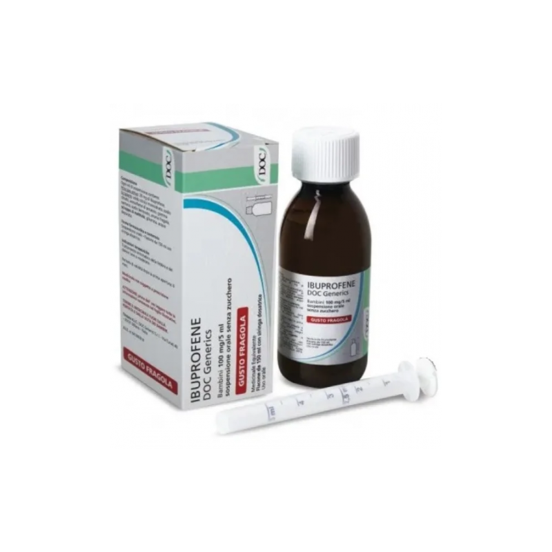 Ibuprofene docgen orale sosp 150 ml 100 mg/5 ml gusto fragola senza zucchero