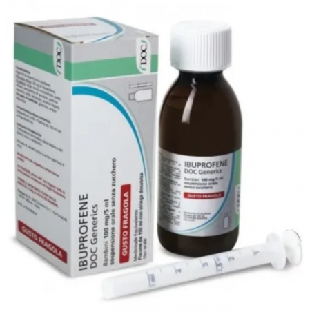 Ibuprofene docgen orale sosp 150 ml 100 mg/5 ml gusto fragola senza zucchero